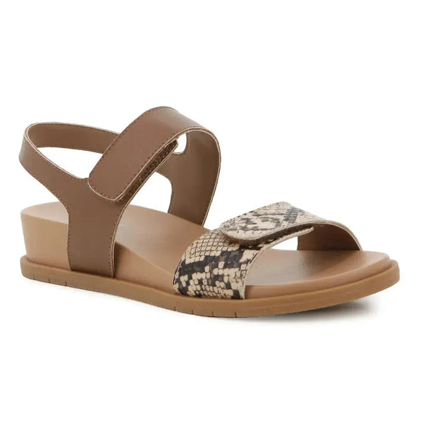 Hush Puppies Lucia Leather Wedge - Brown Snake