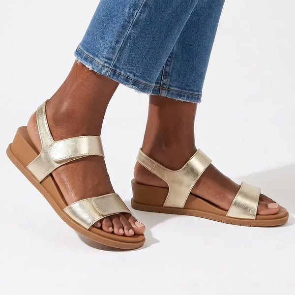 Hush Puppies Lucia Leather Wedge - Gold