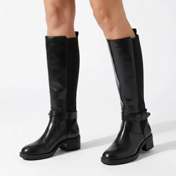 Hush Puppies Madi Leather Knee High Boot - Black
