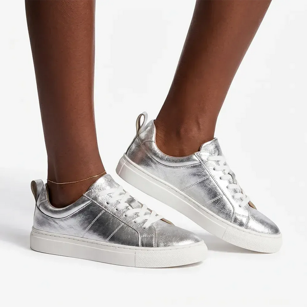 Hush Puppies Mistry Leather Sneaker - Silver