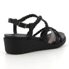 Hush Puppies Reina Calf/Metallic leather Wedge Sandal - Black