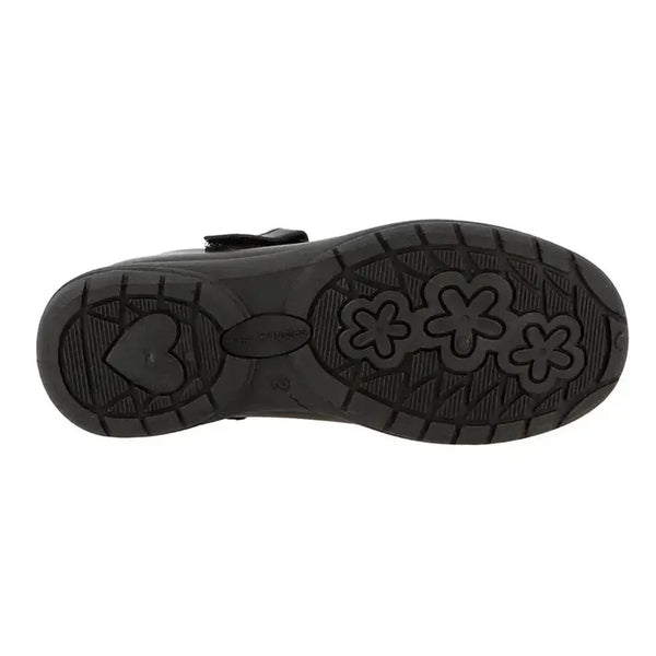 Hush Puppies Scarlett Velcro Kids School MJ Shoes - Black