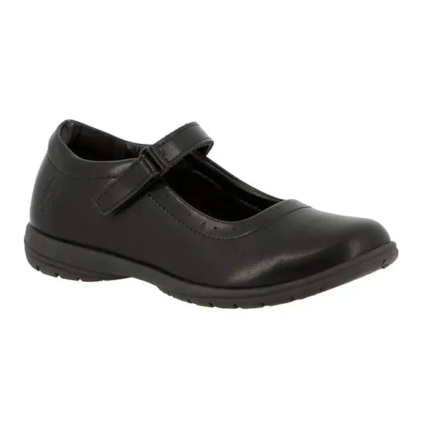 Hush Puppies Scarlett Velcro Kids School MJ Shoes - Black
