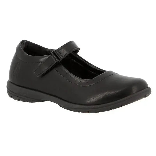 Hush Puppies Scarlett Velcro Youth School MJ Shoes - Black