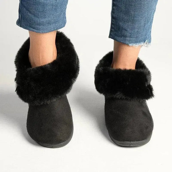 Hush Puppies Sharon Fur Top Slippers - Black