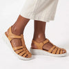 Hush Puppies Shilah Leather Closed Toe Sandal - Tan