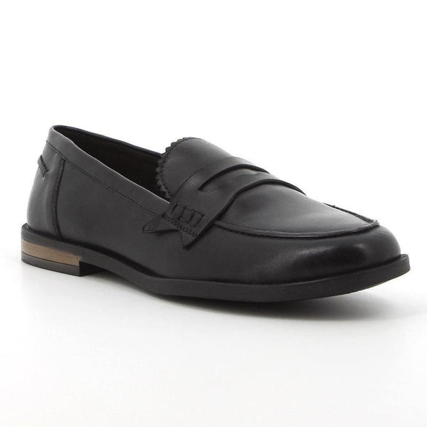 Hush Puppies Suzie Leather Loafer with Saddle - Black-Hush Puppies-Buy shoes online
