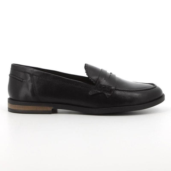 Hush Puppies Suzie Leather Loafer with Saddle - Black-Hush Puppies-Buy shoes online
