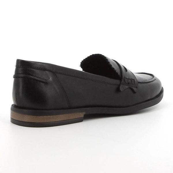 Hush Puppies Suzie Leather Loafer with Saddle - Black-Hush Puppies-Buy shoes online