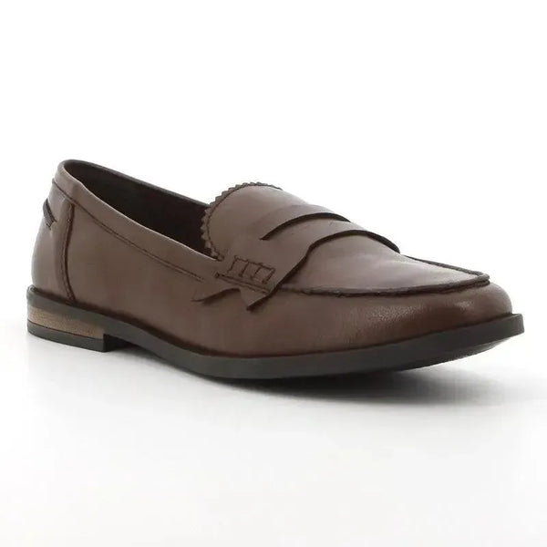 Hush Puppies Suzie Leather Loafer with Saddle - Brown