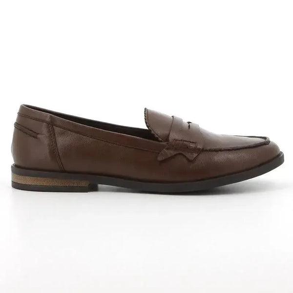 Hush Puppies Suzie Leather Loafer with Saddle - Brown