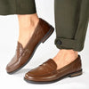 Hush Puppies Suzie Leather Loafer with Saddle - Brown