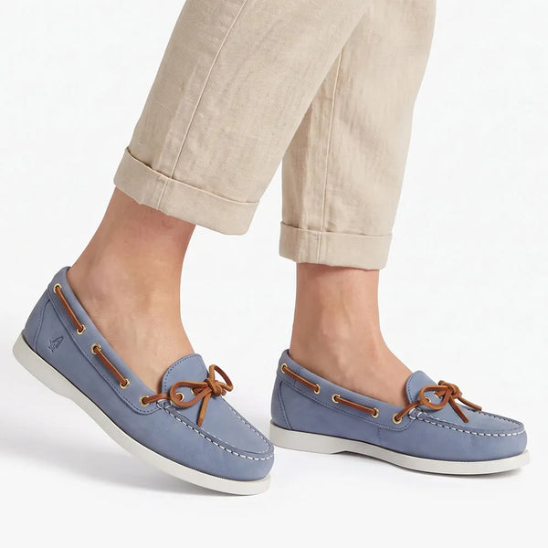 Hush Puppies Yarmouth Leather Flats - Light Blue