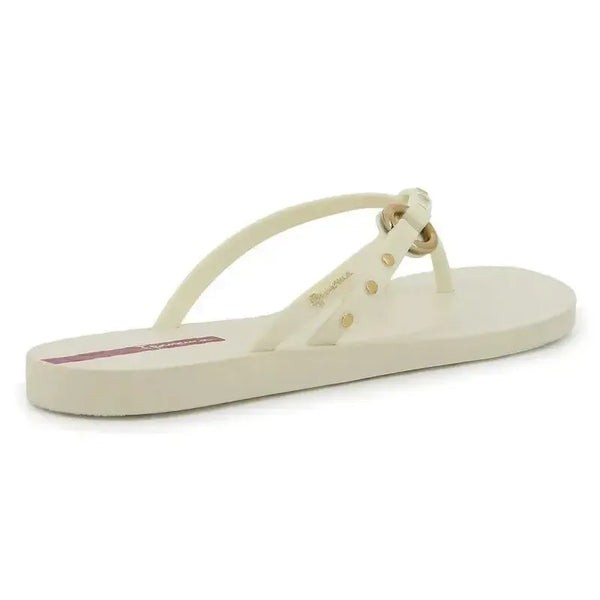 Ipanema Fashion Elo Slip Flop With Studs - Beige/Gold