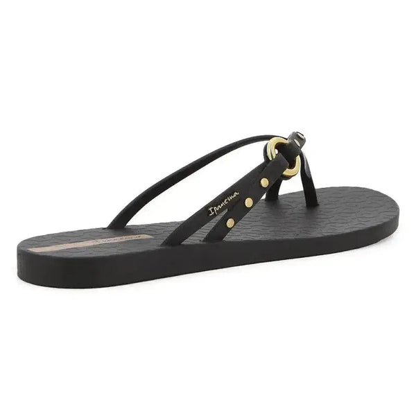 Ipanema Fashion Elo Slip Flop With Studs - Black Bronze