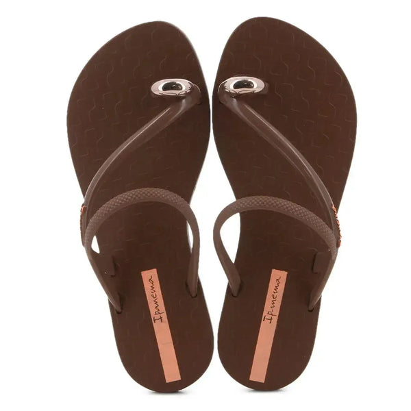 Ipanema Glam Toe Ring Sandal - Brown/Rose Gold