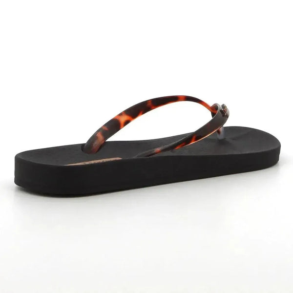 Ipanema Leopard Print Thong Strap Sandals - Black