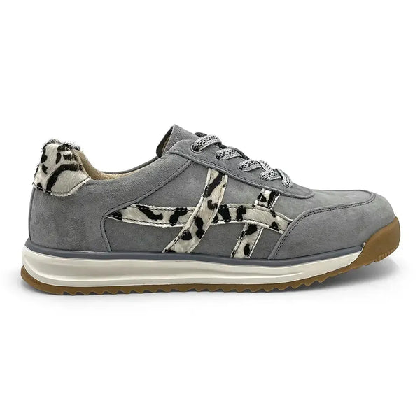 Julz Astrid Leather Sneaker - Grey/Leopard