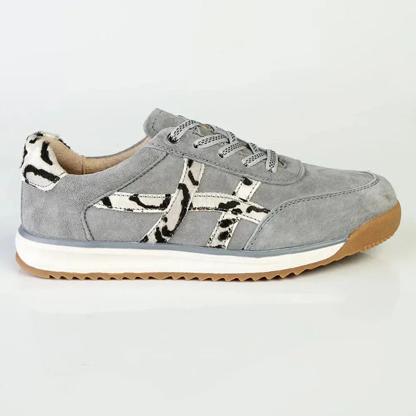 Julz Astrid Leather Sneaker - Grey/Leopard