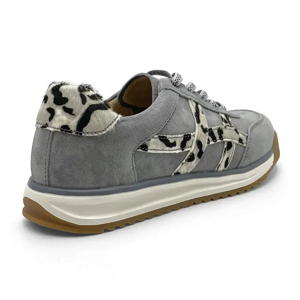 Julz Astrid Leather Sneaker - Grey/Leopard
