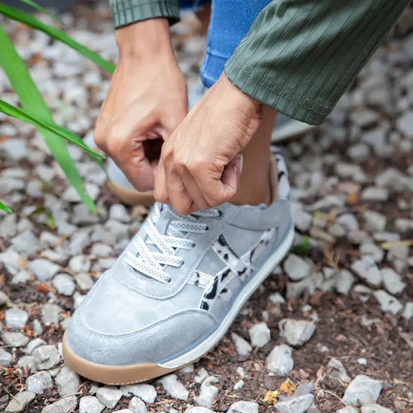 Julz Astrid Leather Sneaker - Grey/Leopard