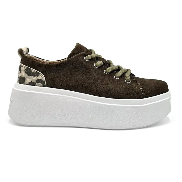 Julz Bari Leather Sneaker - Olive