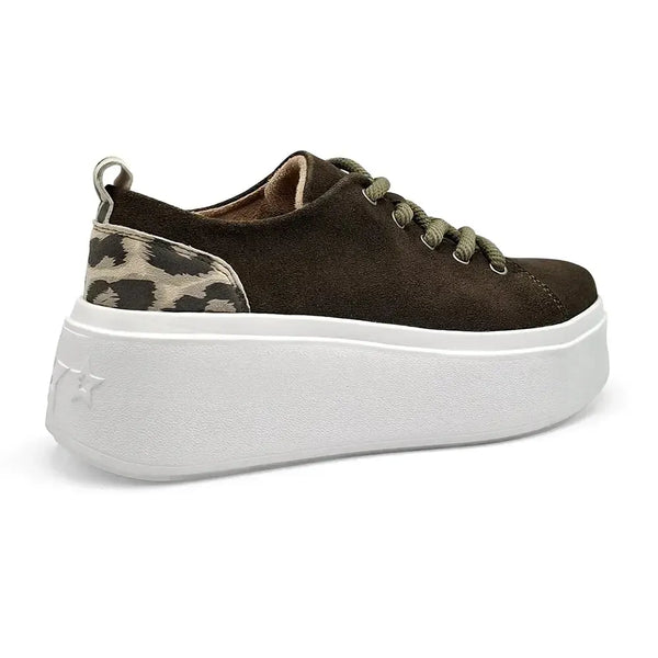 Julz Bari Leather Sneaker - Olive