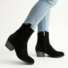 Julz Belle Leather Mid Calf Suede Boot - Black
