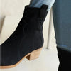 Julz Belle Leather Mid Calf Suede Boot - Navy