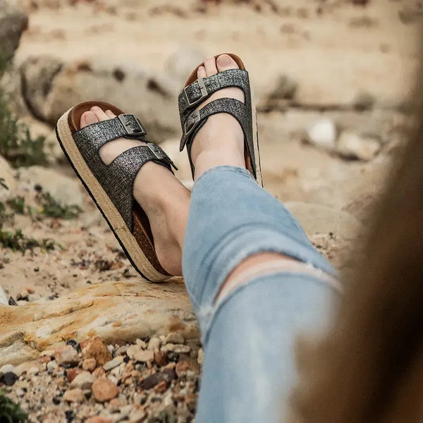 Julz Chicago Leather Sandal - Pewter