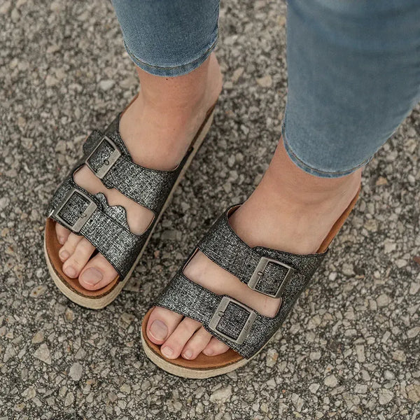 Julz Chicago Leather Sandal - Pewter