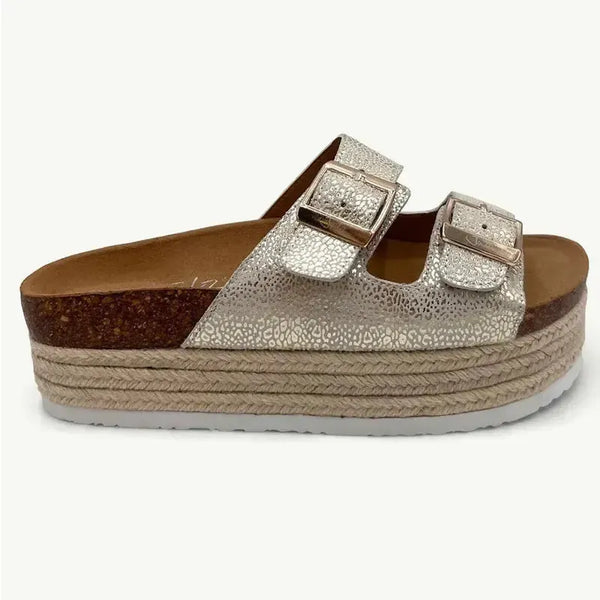 Julz Chicago Metallic Leather Sandal - Gold