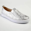 Julz Fran Leather Metalic Slip On- Silver