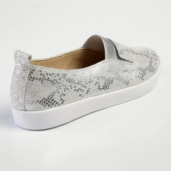Julz Fran Leather Metalic Slip On- Silver
