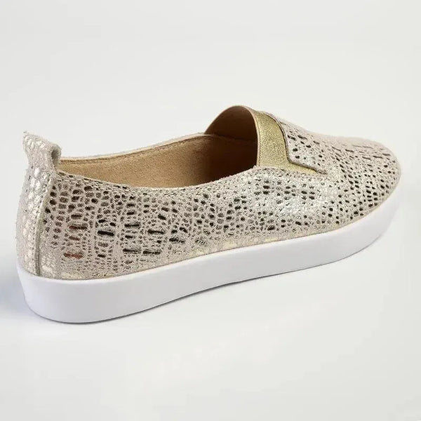 Julz Fran Leather Metallic Slip On- Gold