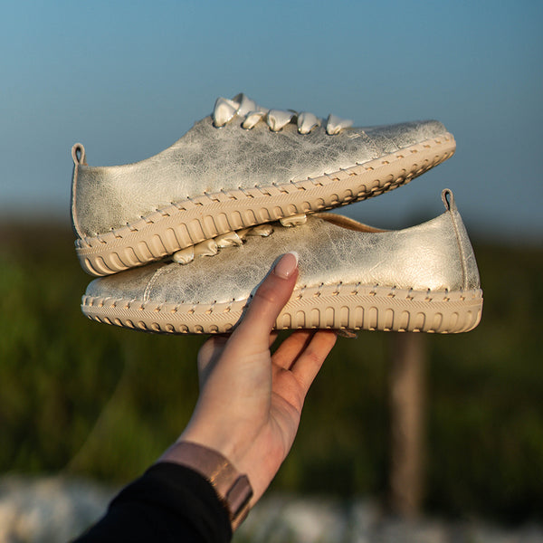 Julz Gina Leather Sneaker - Gold