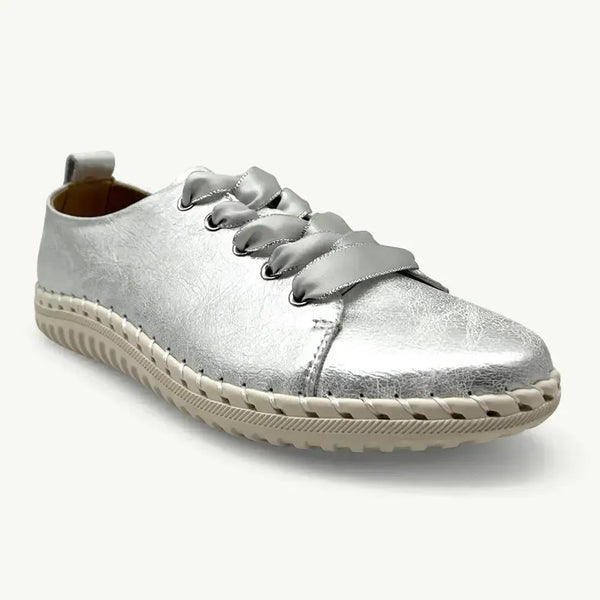 Julz Gina Leather Sneaker - Silver