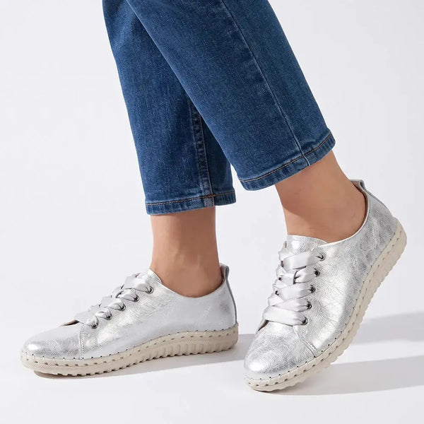 Julz Gina Leather Sneaker - Silver
