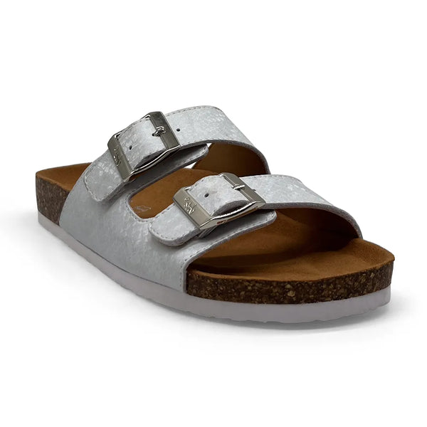 Julz Hudson Glide Leather Sandal - White