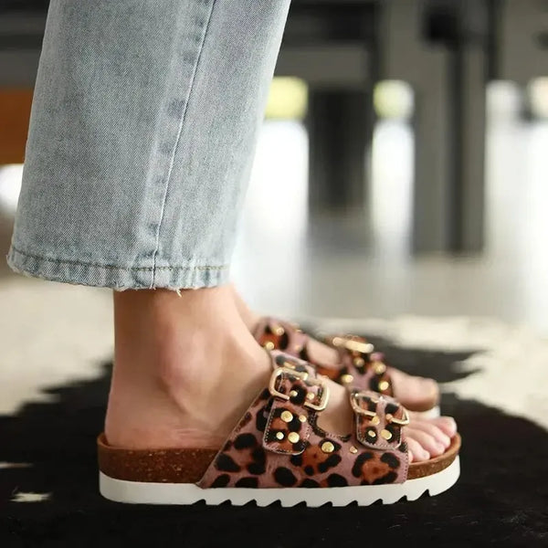 Julz Hudson Leather Sandal - Leopard