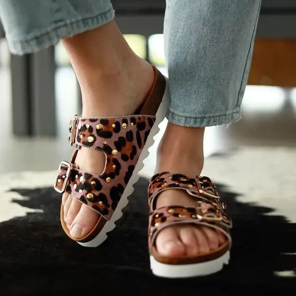 Julz Hudson Leather Sandal - Leopard