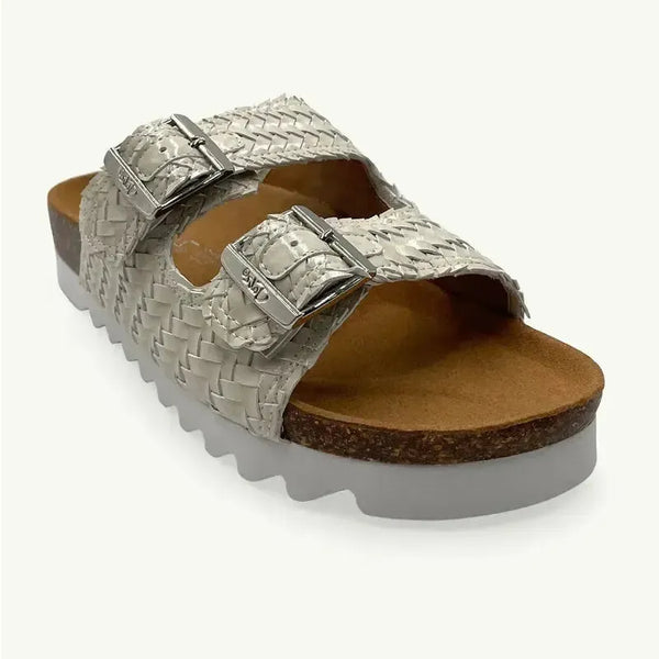Julz Hudson Weave Leather Sandal - Beige Weave