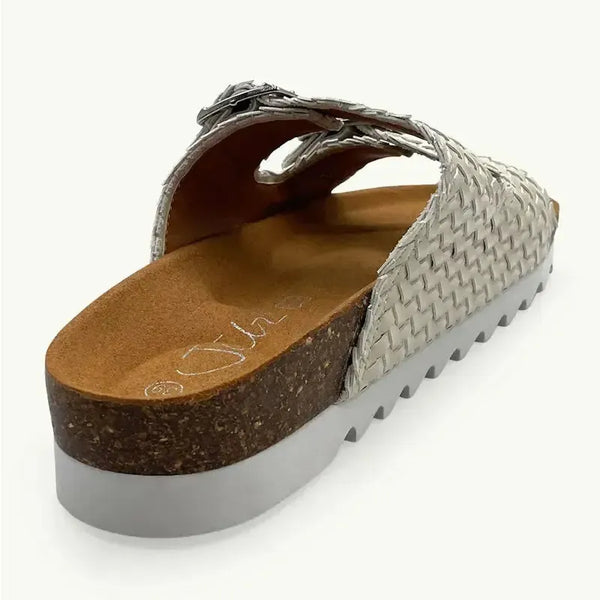 Julz Hudson Weave Leather Sandal - Beige Weave