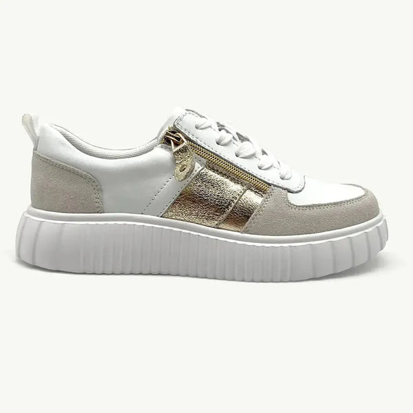 Julz Iris Leather Sneaker - White/Gold