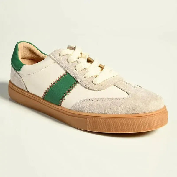 Julz Kennedy Leather Sneaker - Biege / Green Strip