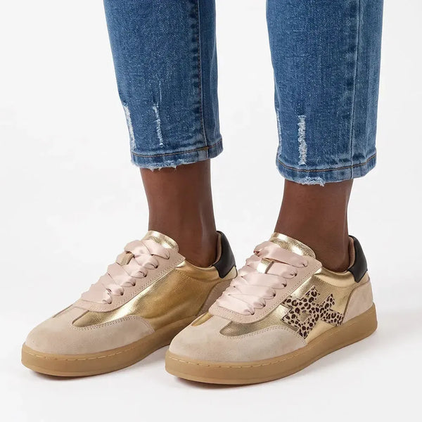 Julz Lumi Leather Sneaker - Gold Leopard