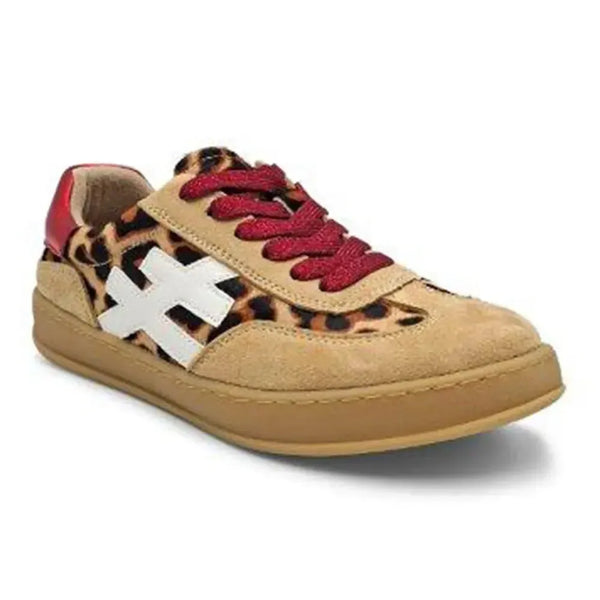 Julz Lumi Leather Sneaker - White/Red Leopard