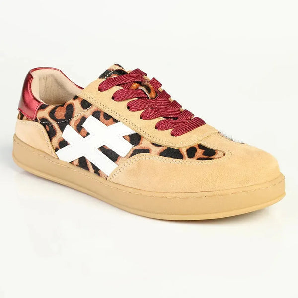 Julz Lumi Leather Sneaker - White/Red Leopard