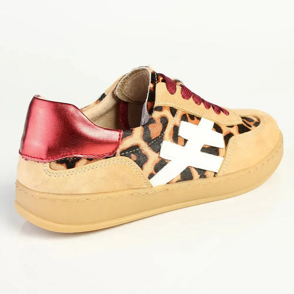 Julz Lumi Leather Sneaker - White/Red Leopard