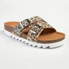 Julz Megan Leather Double Buckle Footbed Sandal - Leopard